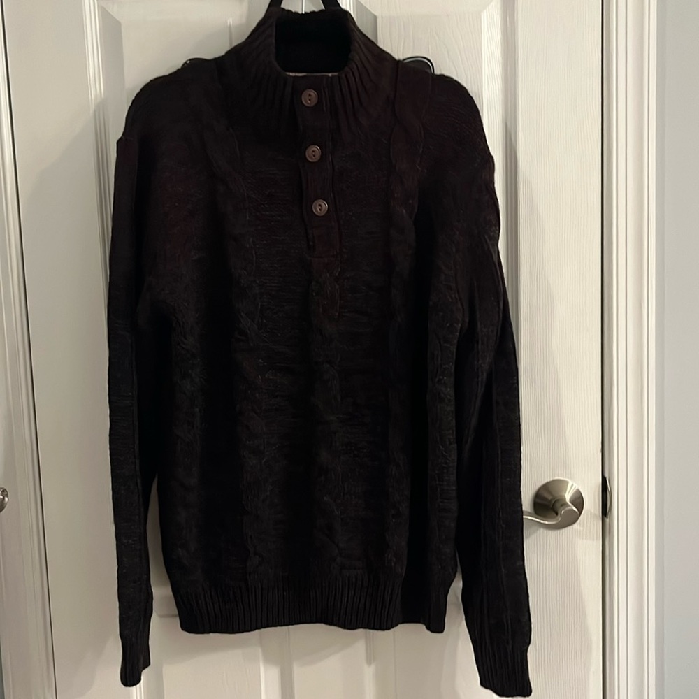 Weatherproof Burgundy Quarter Button Up Sweater